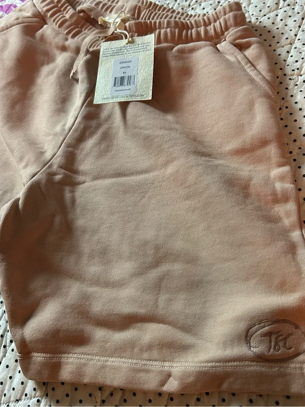 Sunday Collective Kid’s Onion Drawstring Lounge Shorts in Soft Peach